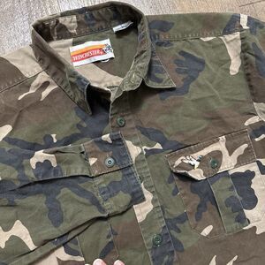Vintage Winchester Camo Embroidered Mallard Duck Long Sleeve Camouflage Size L